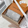 Louis Vuitton Sarah Wallet Bicolor Monogram Empreinte Leather LV M80496 Gray