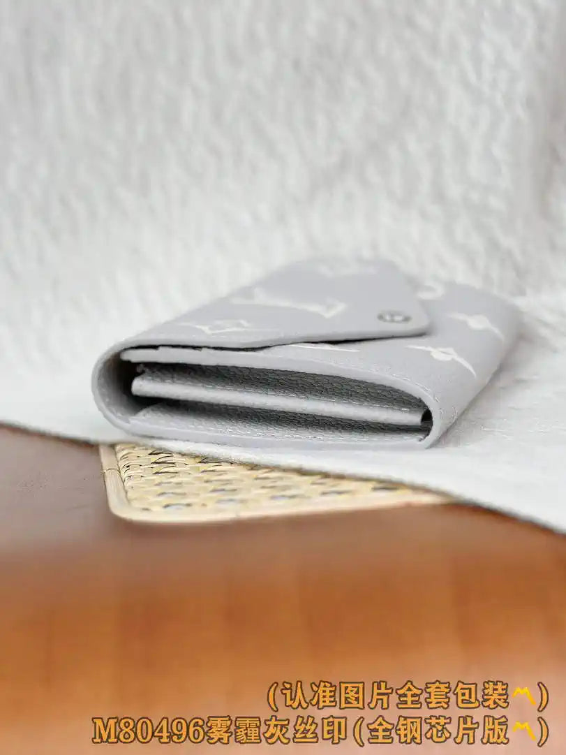 Louis Vuitton Sarah Wallet Bicolor Monogram Empreinte Leather LV M80496 Gray