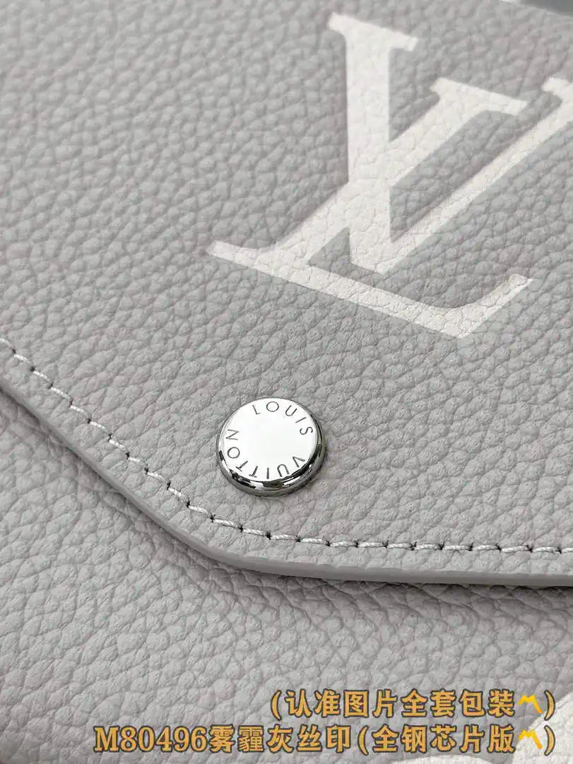 Louis Vuitton Sarah Wallet Bicolor Monogram Empreinte Leather LV M80496 Gray