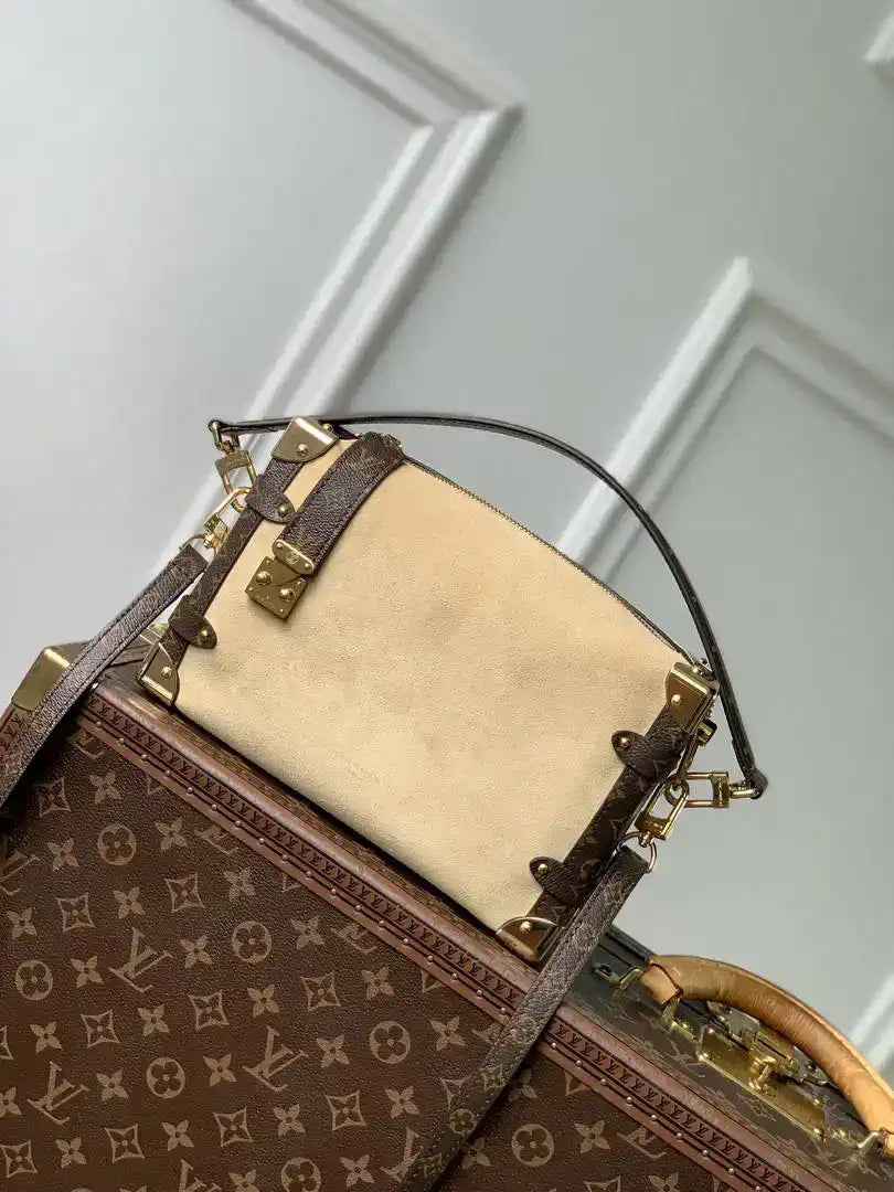 Louis Vuitton Side Trunk MM Bag LV M2A041 Suede Beige