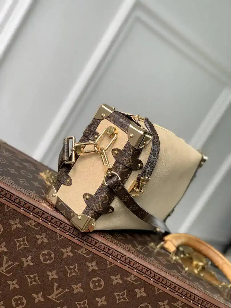 Louis Vuitton Side Trunk MM Bag LV M2A041 Suede Beige