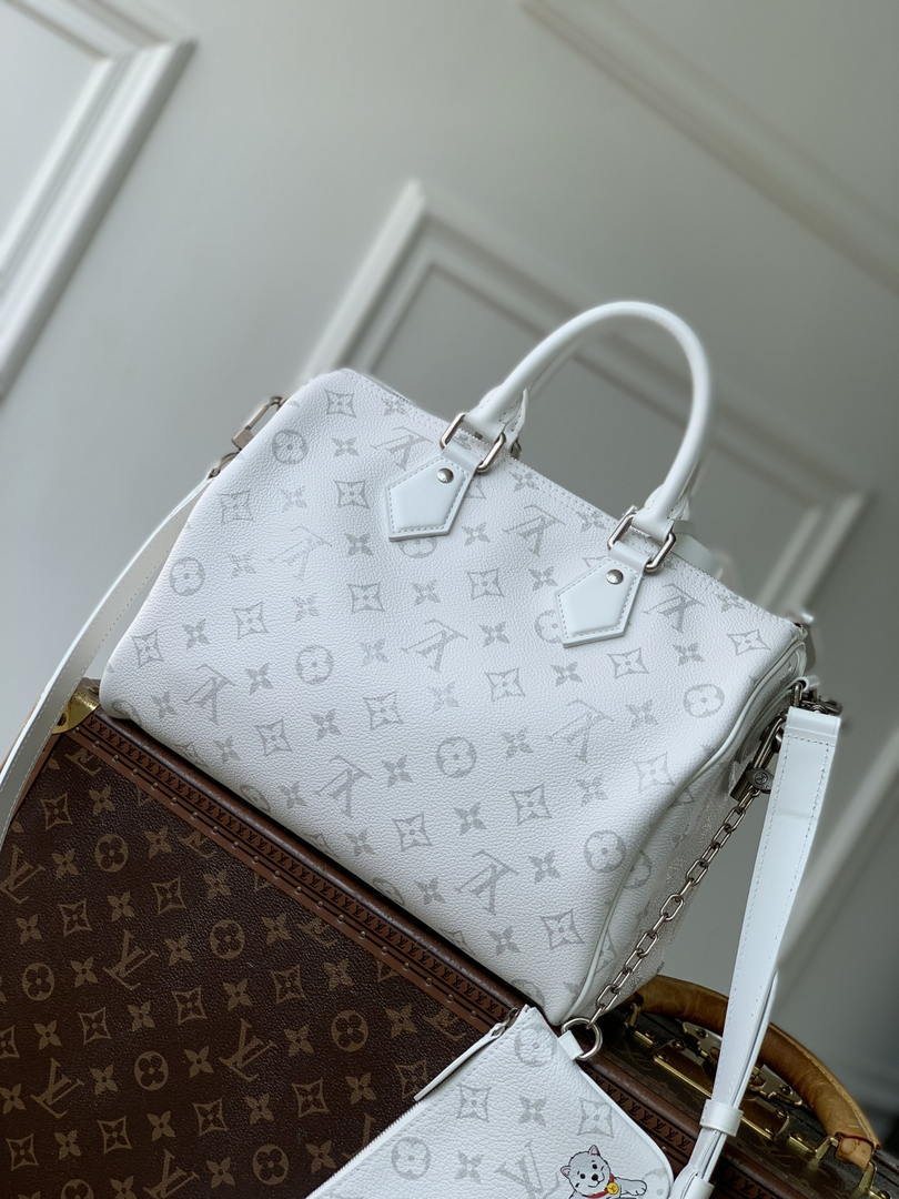 Louis Vuitton Speedy 30 Soft Bag LV M27144 Monogram White