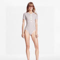 Louis Vuitton Women's Damier Azur Short-Sleeved Swimsuit 1A8R96 Off-white - luxibagsmall