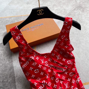 Louis Vuitton Women's Designer Monogram Red Swimwear swimming suit 1A8RDA - luxibagsmall