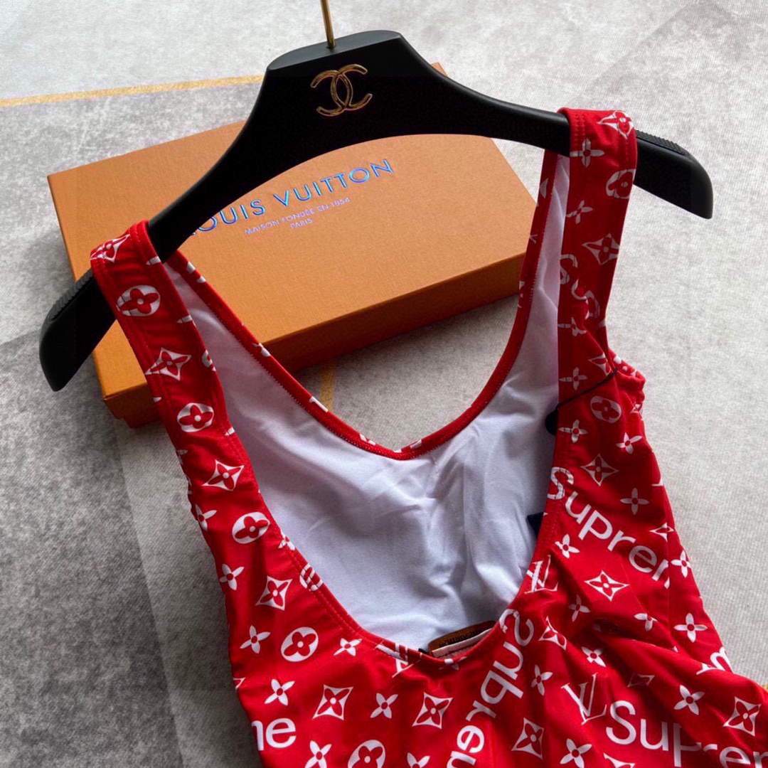 Louis Vuitton Women's Designer Monogram Red Swimwear swimming suit 1A8RDA - luxibagsmall