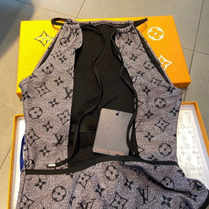 Louis Vuitton Women's Glittery Monogram Jersey One-Piece Swimsuit 1A8R8O Grey - luxibagsmall