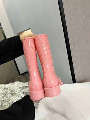 Louis Vuitton Women's Shoes 1A3CUK Drops flat half Rain Boots L608813 Pink - 35 - View 1