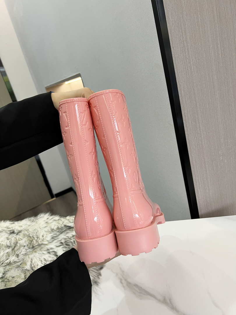 Louis Vuitton Women's Shoes 1A3CUK Drops flat half Rain Boots L608813 Pink