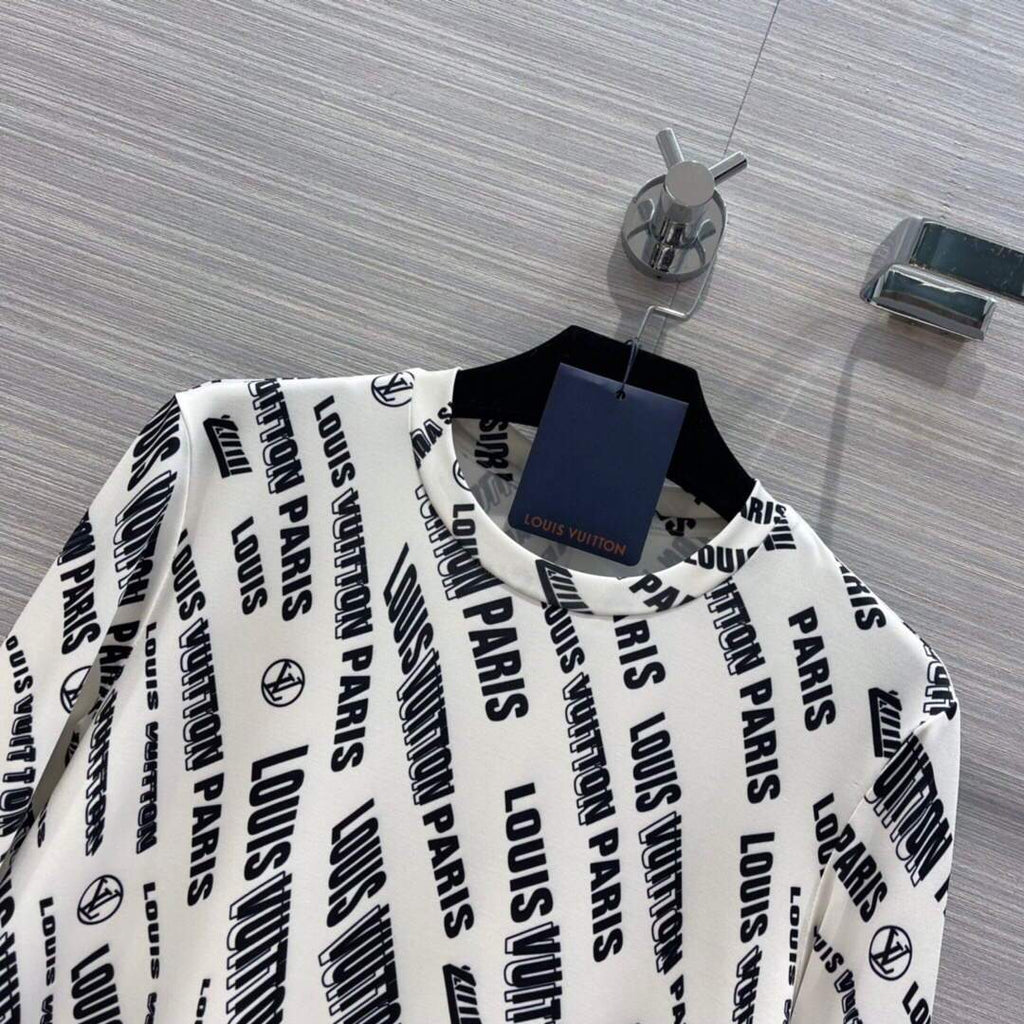 LV 1A9BVM Louis Vuitton Slanted Signature Sporty Mini Dress Black /White