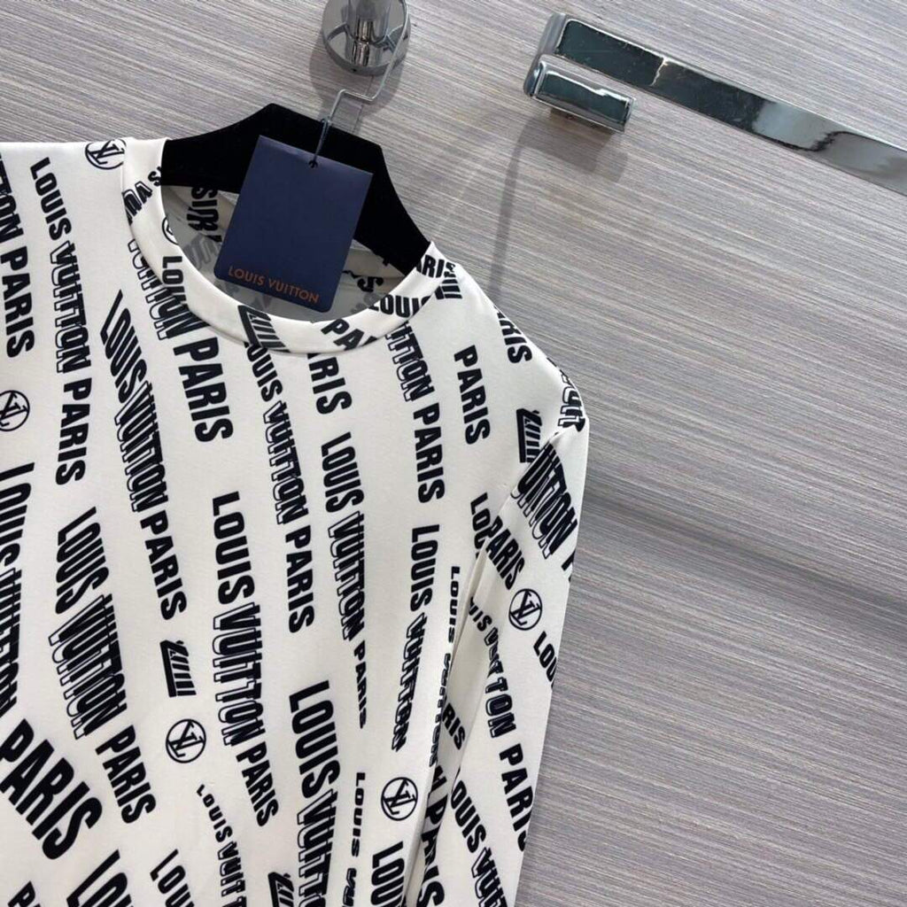 LV 1A9BVM Louis Vuitton Slanted Signature Sporty Mini Dress Black /White