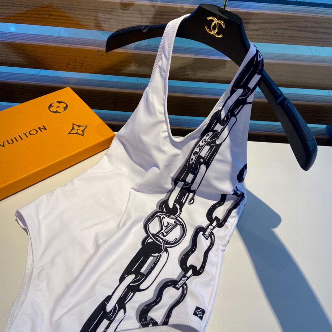LV 1A9N9Y Louis Vuitton chain print one-piece swimsuit