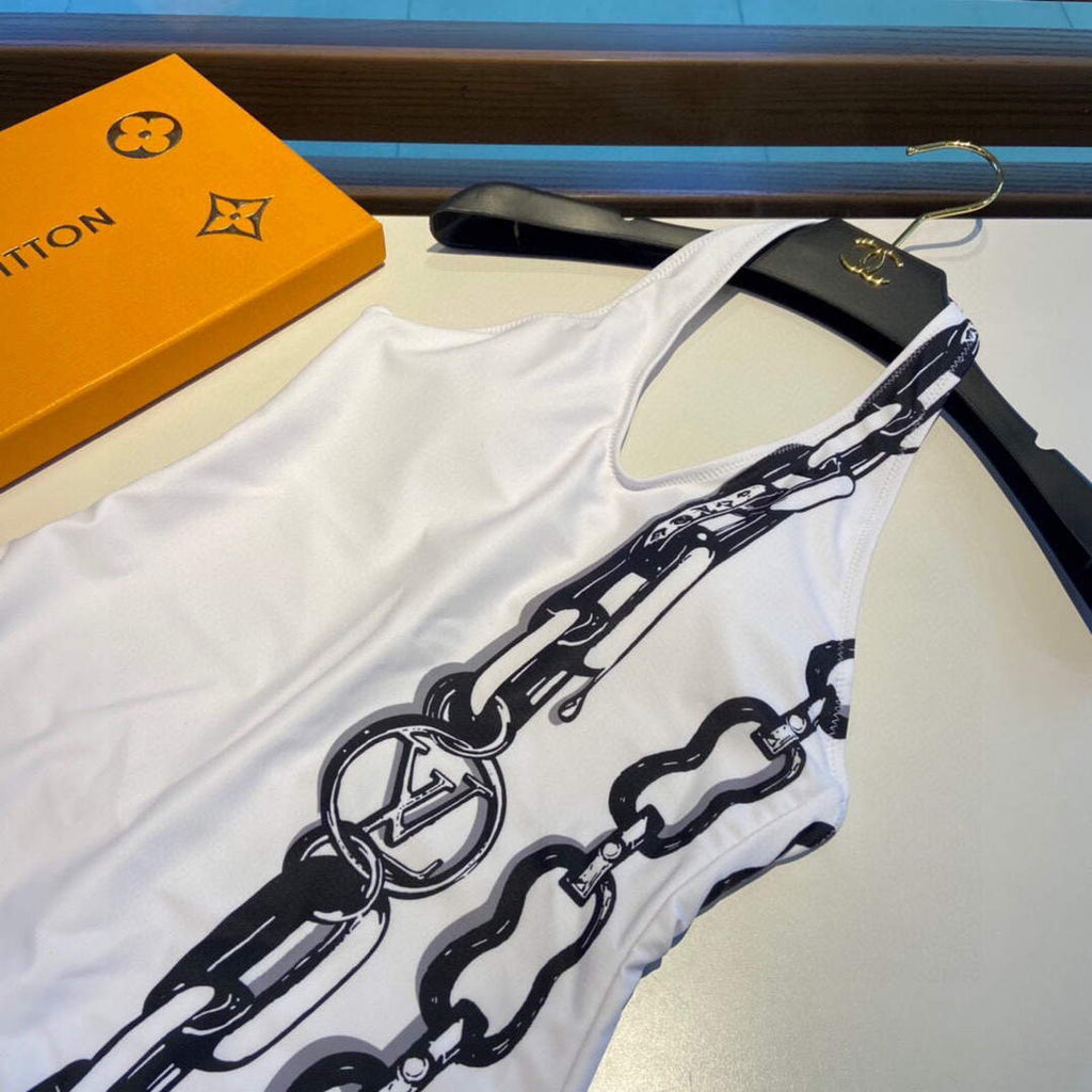 LV 1A9N9Y Louis Vuitton chain print one-piece swimsuit