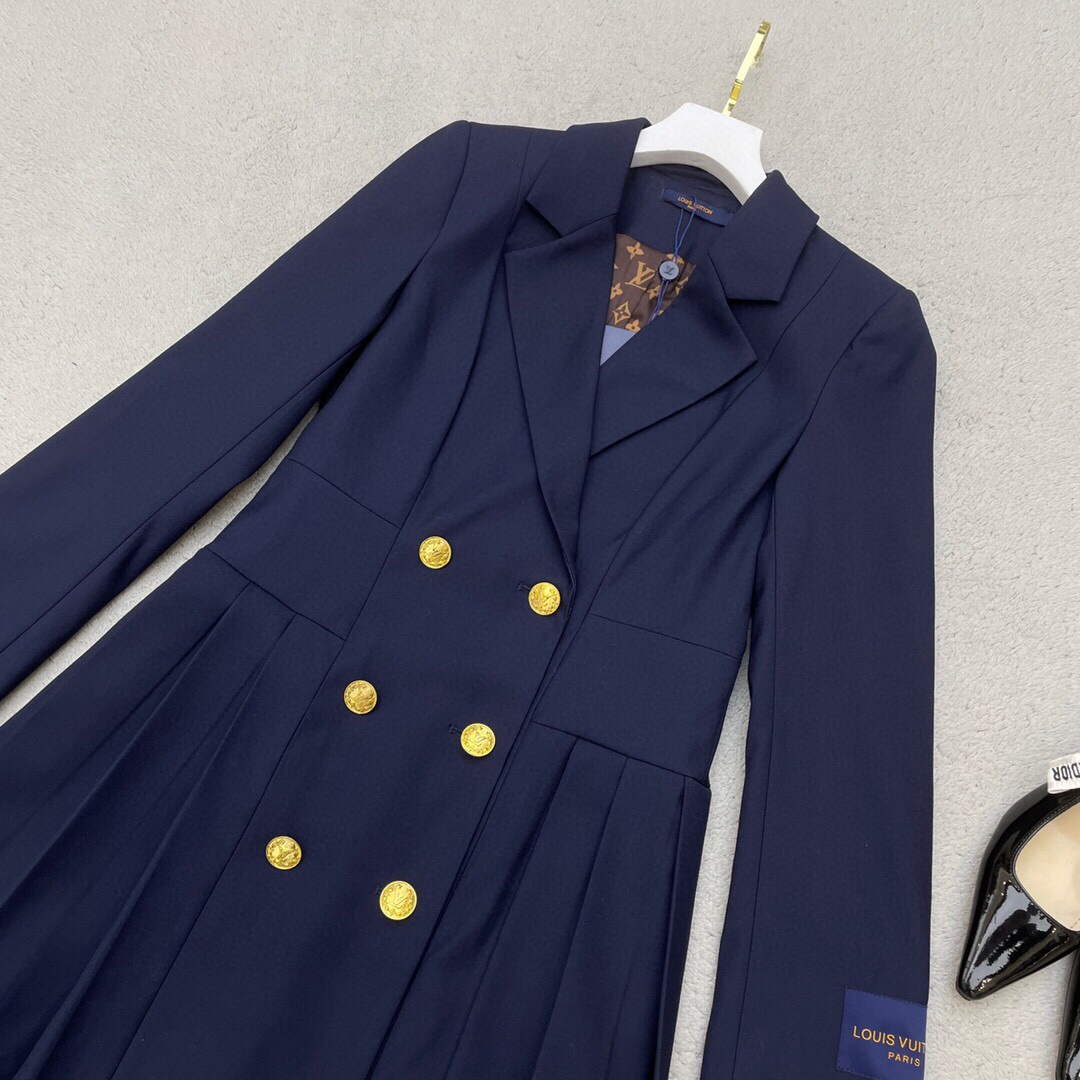 LV 1AA8SM Louis Vuitton Women's Fashion Clothing Pleated Suit Dress L55722