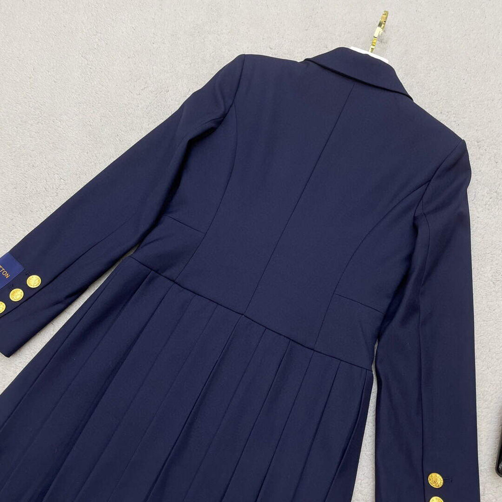 LV 1AA8SM Louis Vuitton Women's Fashion Clothing Pleated Suit Dress L55722