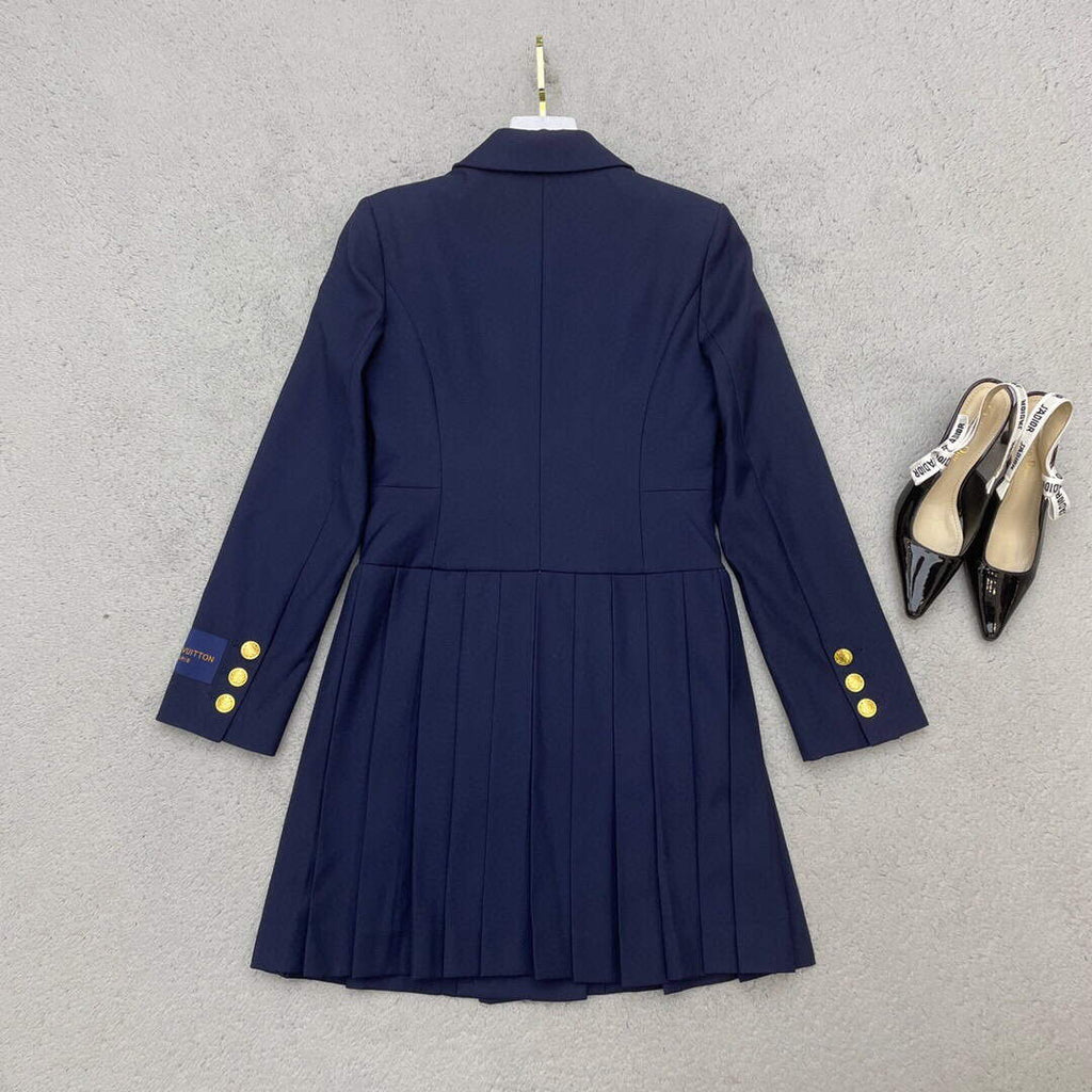 LV 1AA8SM Louis Vuitton Women's Fashion Clothing Pleated Suit Dress L55722