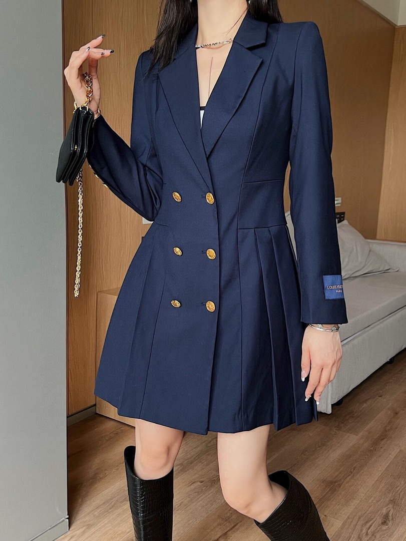 LV 1AA8SM Louis Vuitton Women's Fashion Clothing Pleated Suit Dress L55722