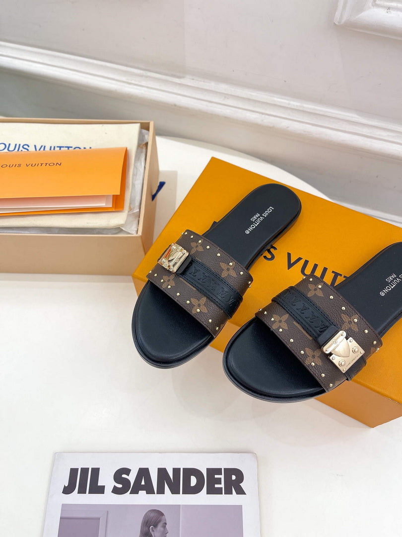 LV 1AAC3Y Louis Vuitton Lock It Flat Mules L99032