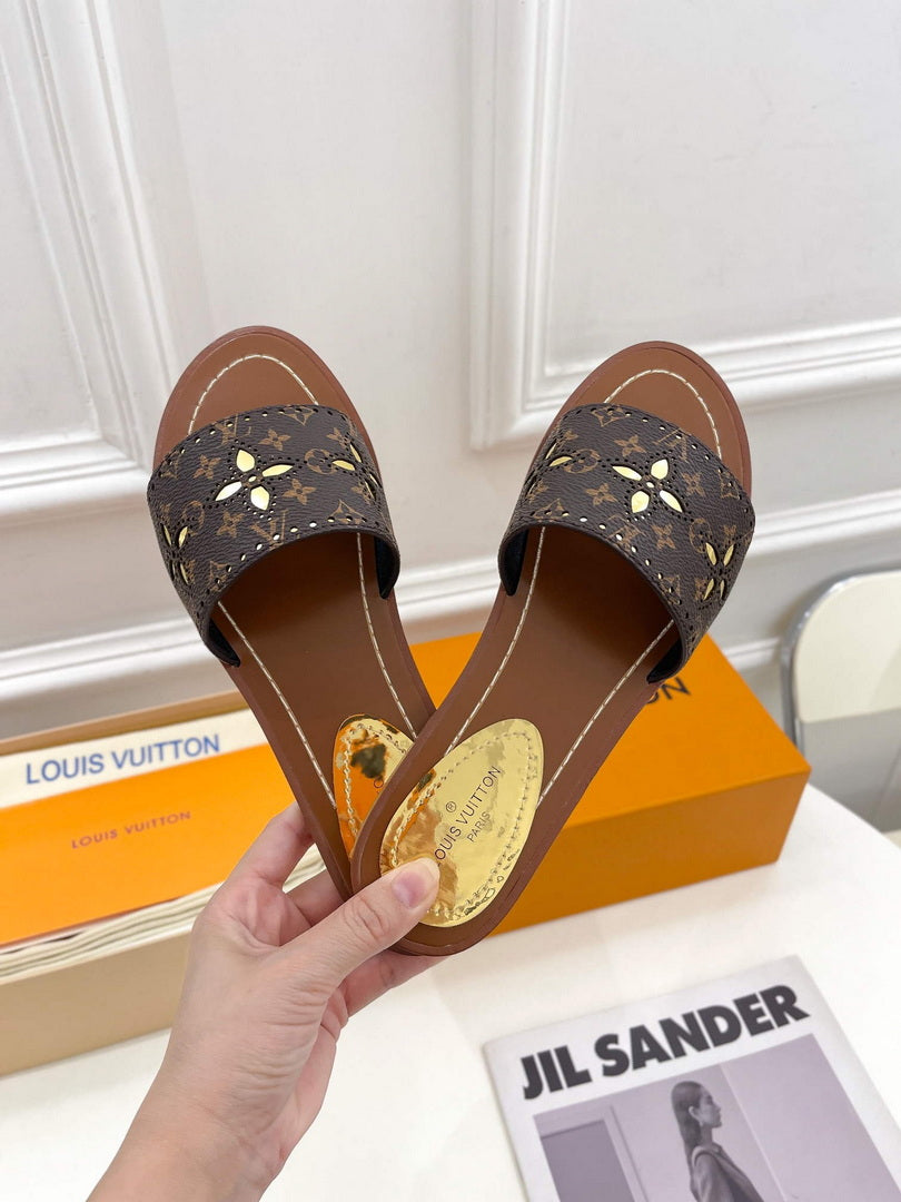LV 1AAC3Y Louis Vuitton Lock It Flat Mules L99036