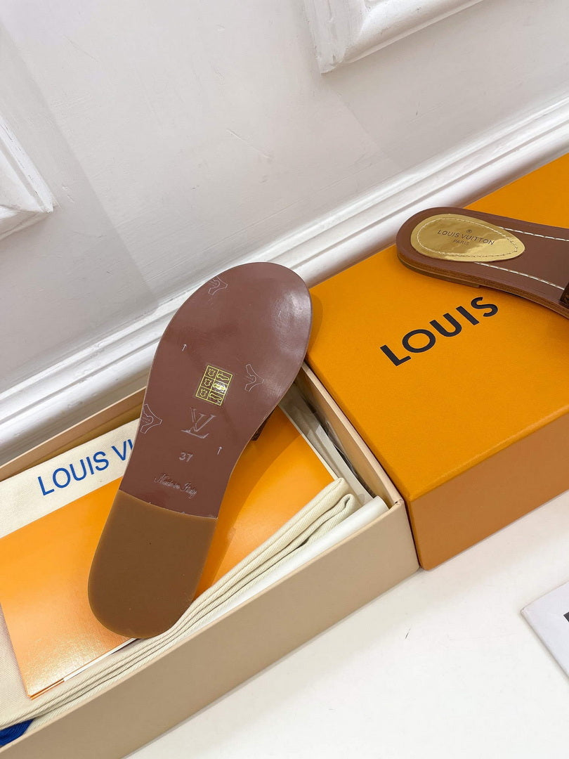 LV 1AAC3Y Louis Vuitton Lock It Flat Mules L99036