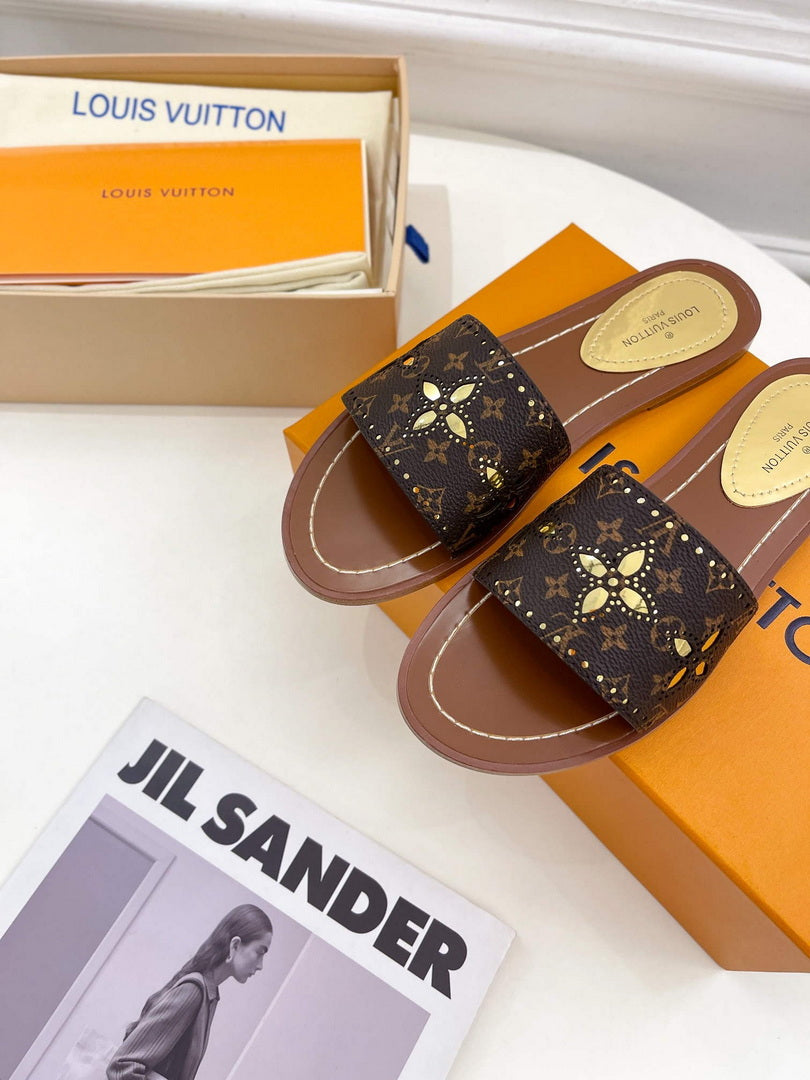 LV 1AAC3Y Louis Vuitton Lock It Flat Mules L99036