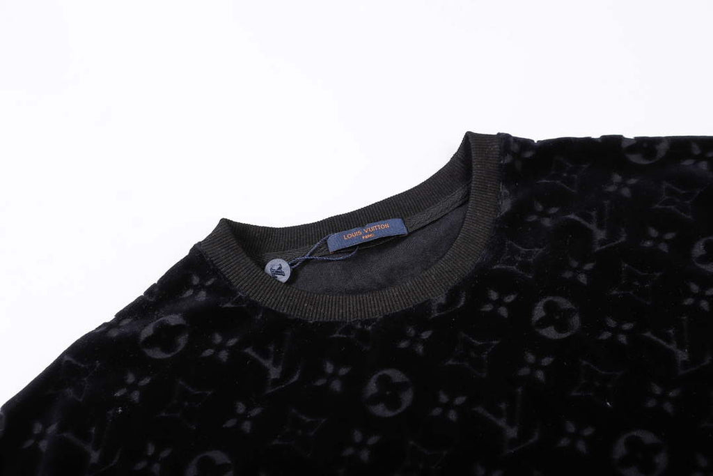 LV 1AAU5B Louis Vuitton Explosive style velvet Men Women's T-shirt L56221