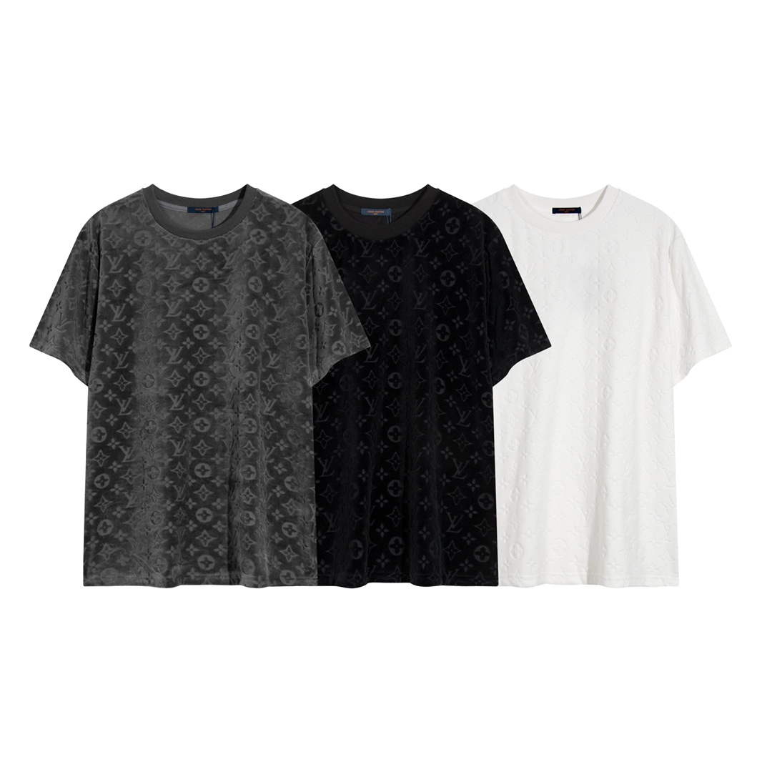 LV 1AAU5B Louis Vuitton Explosive style velvet Men Women's T-shirt L56223
