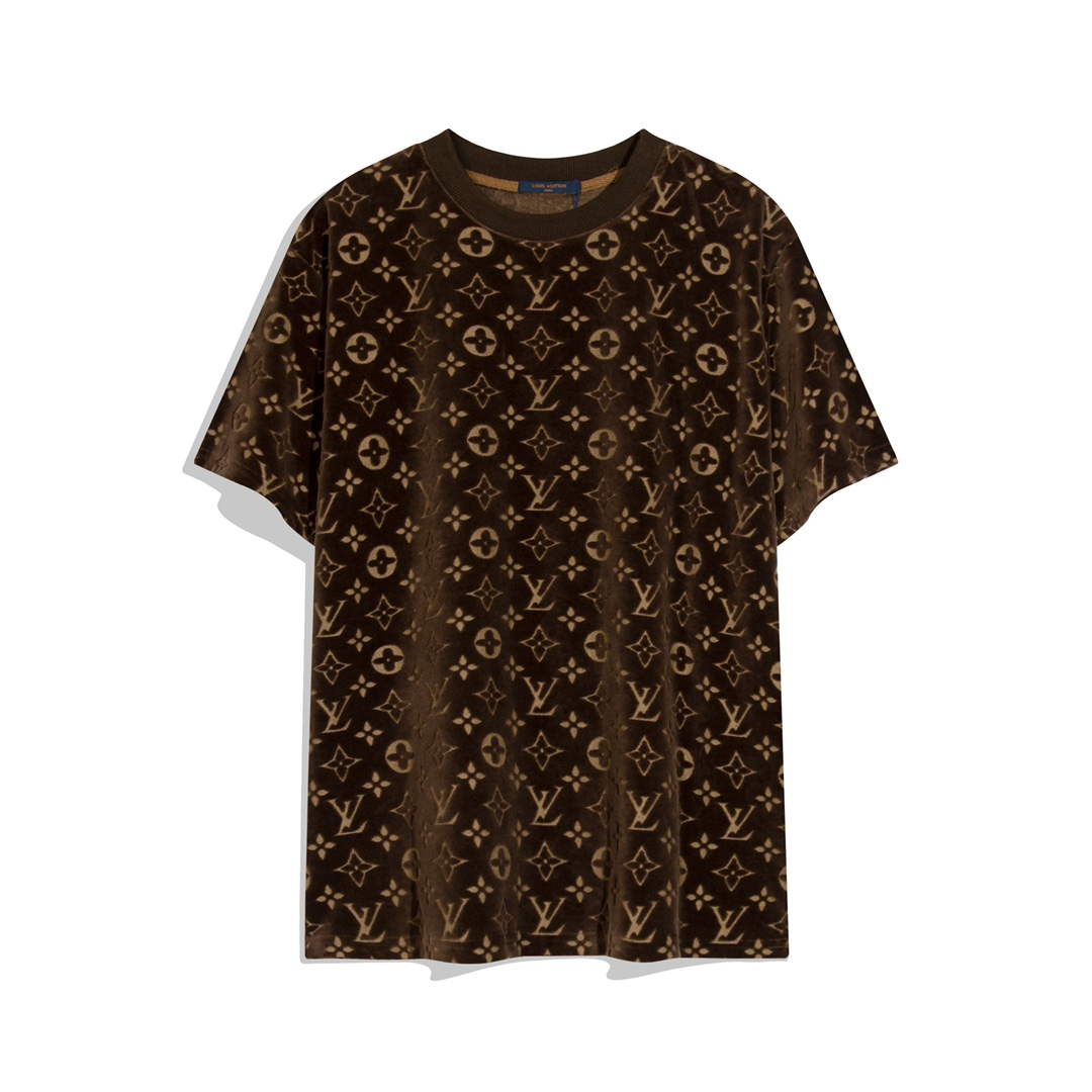 LV 1AAU5B Louis Vuitton Explosive style velvet Men Women's T-shirt L56224