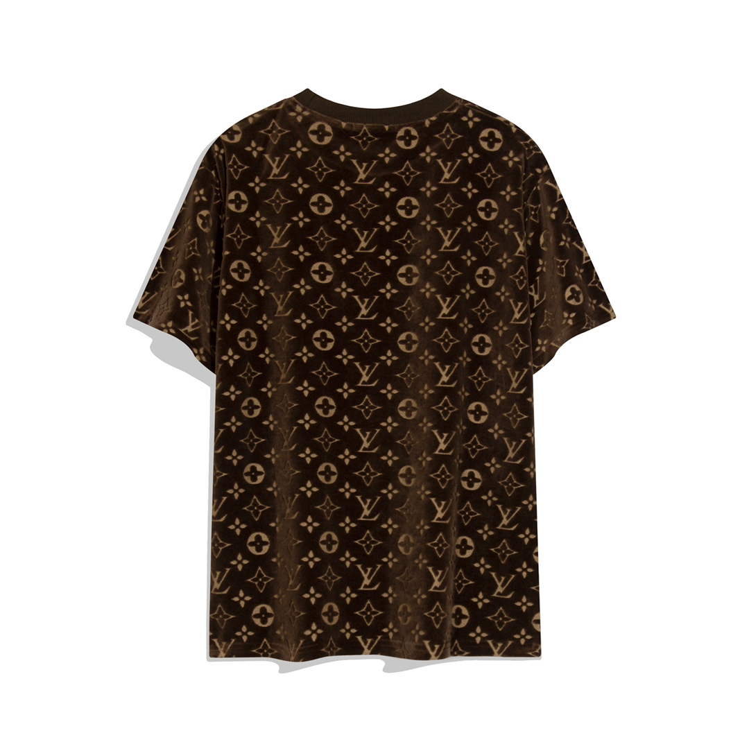 LV 1AAU5B Louis Vuitton Explosive style velvet Men Women's T-shirt L56224