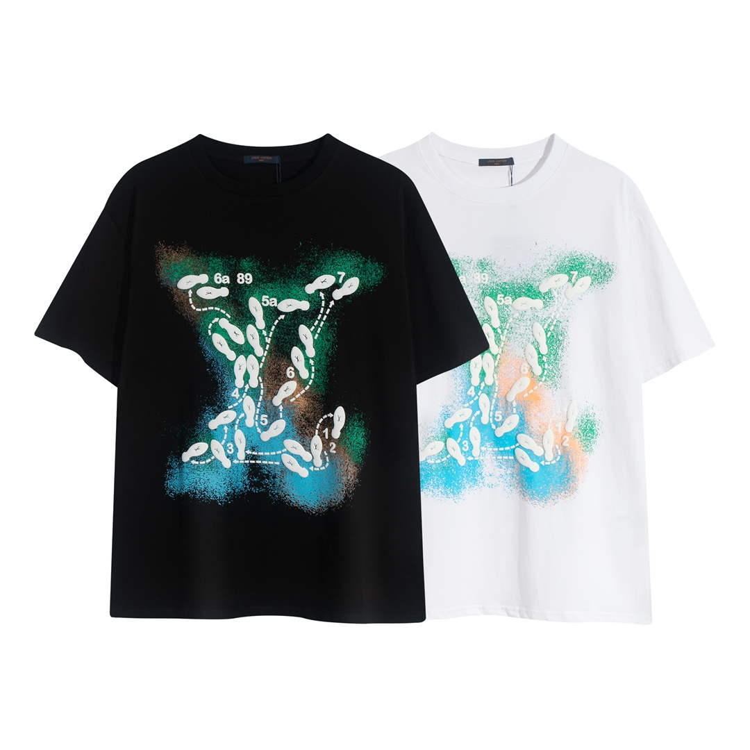 LV 1AAU5B Louis Vuitton Print Cotton Jersey Men Women's T-shirt L56203