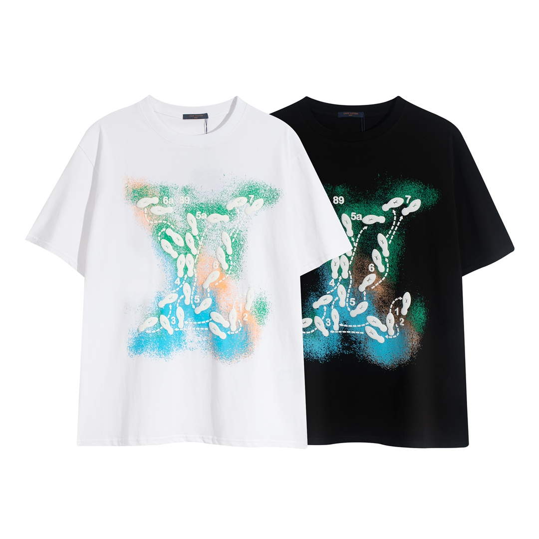 LV 1AAU5B Louis Vuitton Print Cotton Jersey Men Women's T-shirt L56207