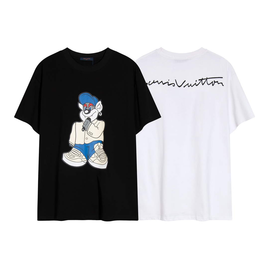 LV 1AAU5B Louis Vuitton Print Cotton Jersey Men Women's T-shirt L56208