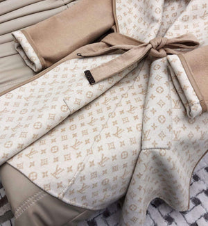 LV 1AC4EB Louis Vuitton Reversible Signature Hooded Wrap Coat L35821 - S - View 4