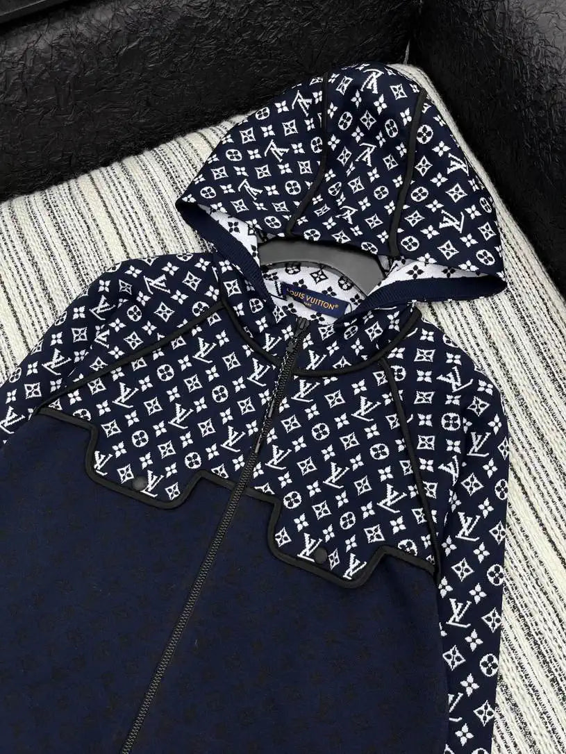 LV 1AI789 Louis Vuitton Women Monogram Jacquard Knit Hoodie cardigan L55803