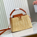 LV M11617 Louis Vuitton Capucines BB Handbag Straw Leather Beige Tan - Default Title - View 1