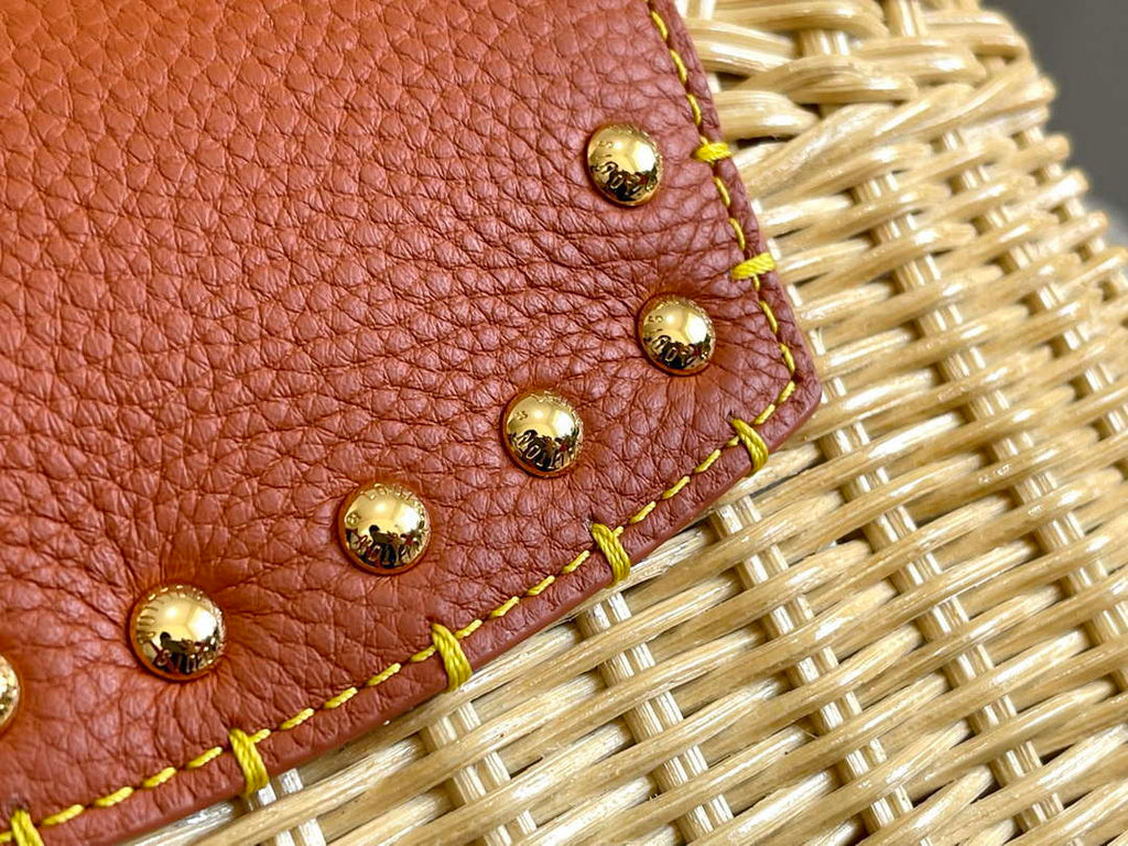 LV M11617 Louis Vuitton Capucines BB Handbag Straw Leather Beige Tan