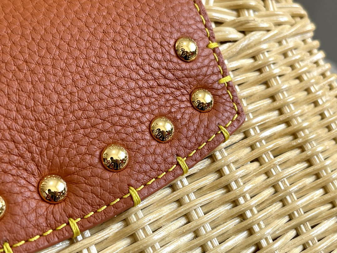 LV M11617 Louis Vuitton Capucines BB Handbag Straw Leather Beige Tan - Default Title - View 6