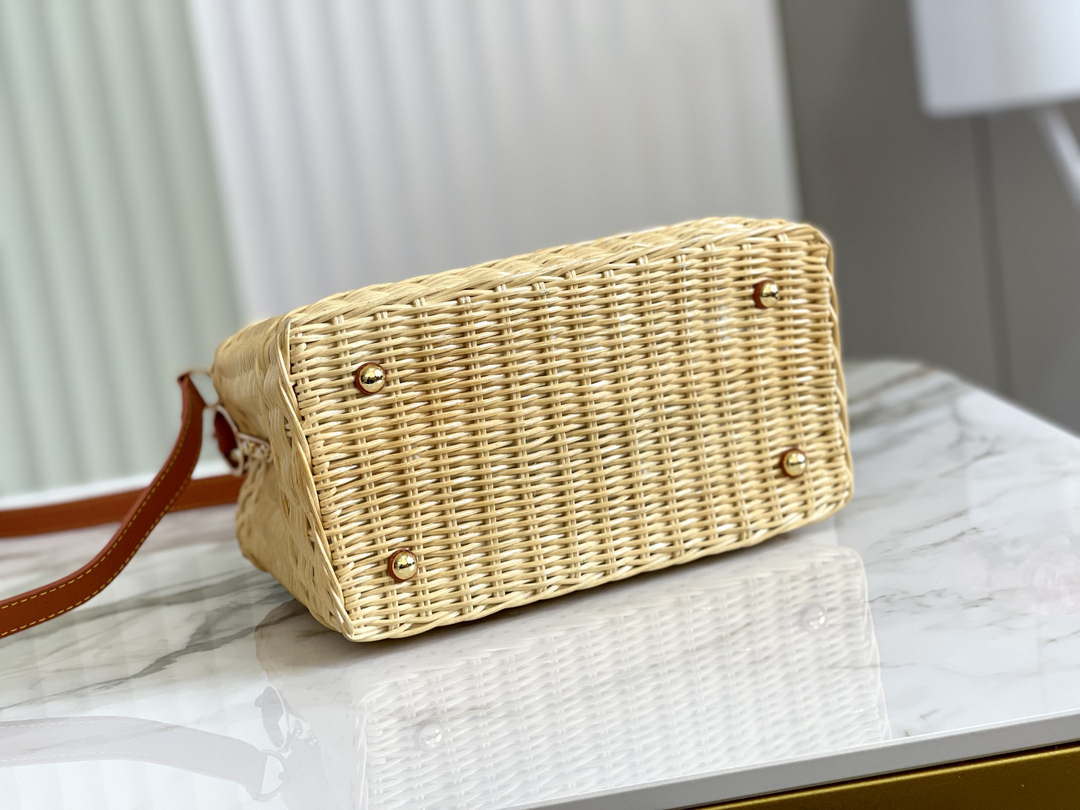 LV M11617 Louis Vuitton Capucines BB Handbag Straw Leather Beige Tan - Default Title - View 9