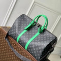 LV M26434 Louis Vuitton Keepall Bandouliere 45 Travel Bag Monogram Eclipse Green