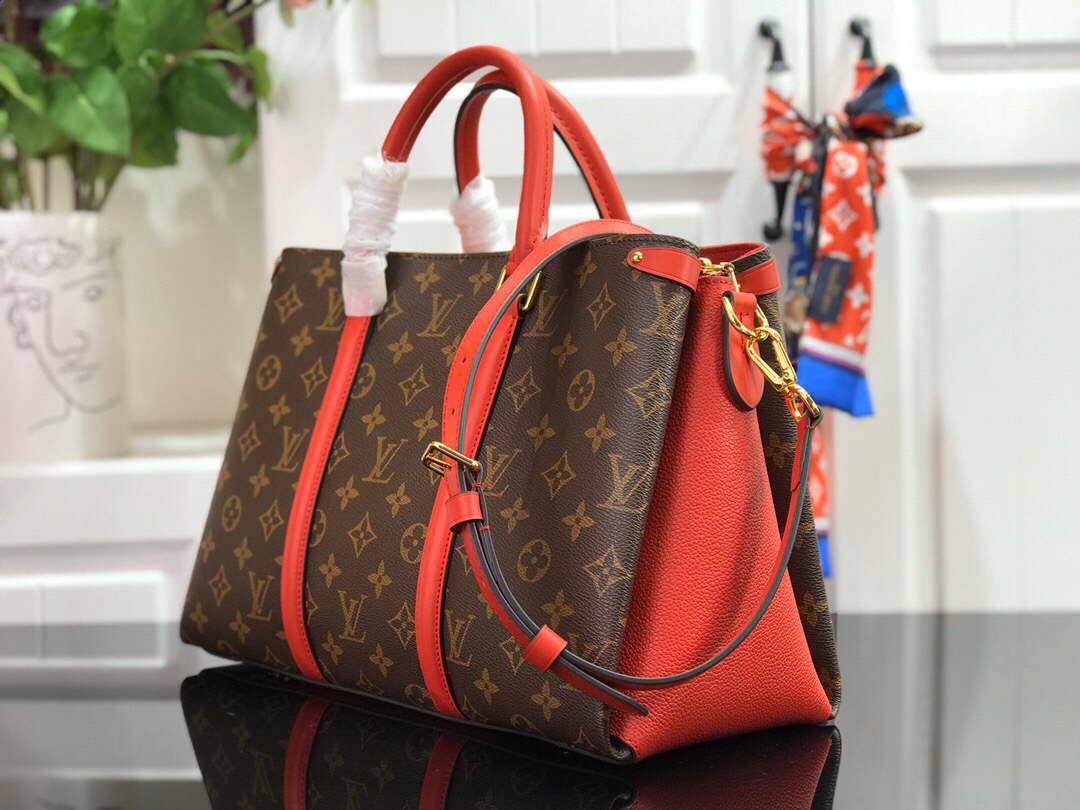 LV M44898 Louis Vuitton Soufflot MM Bag M44817 Monogram Canvas Red - luxibagsmall