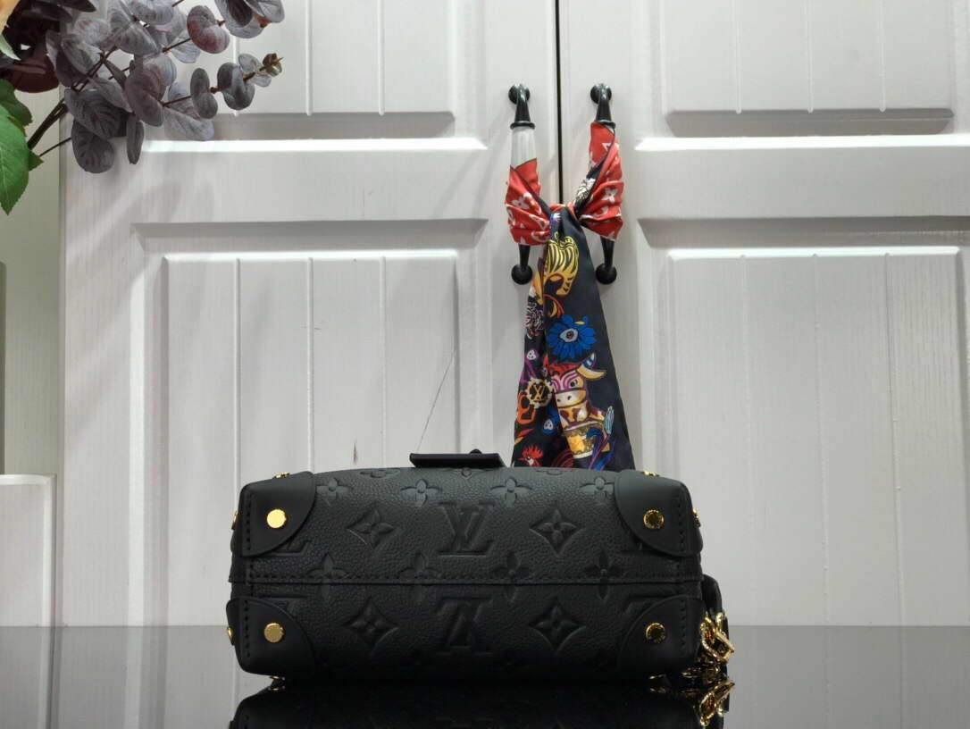 LV M45393 Louis Vuitton Petite Malle Souple Bag M45394 Leather Black - luxibagsmall