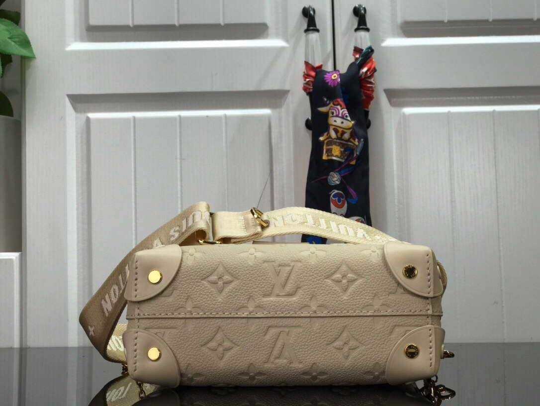 LV M45394 Louis Vuitton Petite Malle Souple Bag M45393 Leather Cream - luxibagsmall