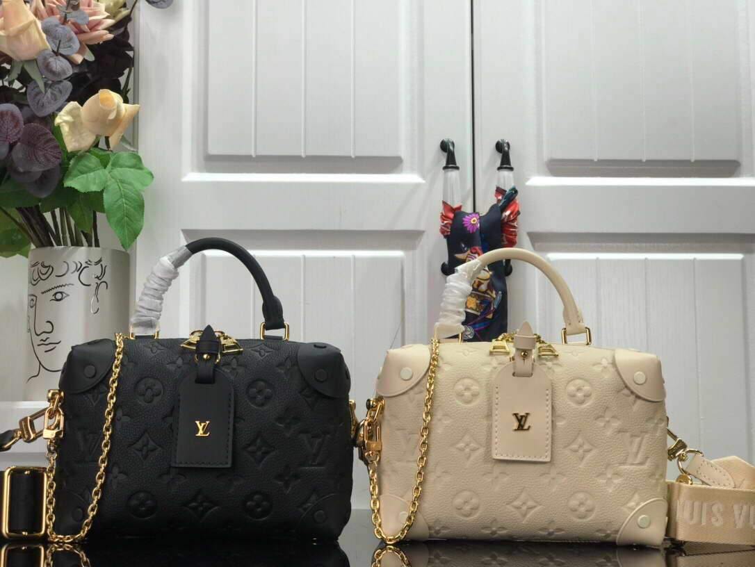 LV M45394 Louis Vuitton Petite Malle Souple Bag M45393 Leather Cream - luxibagsmall