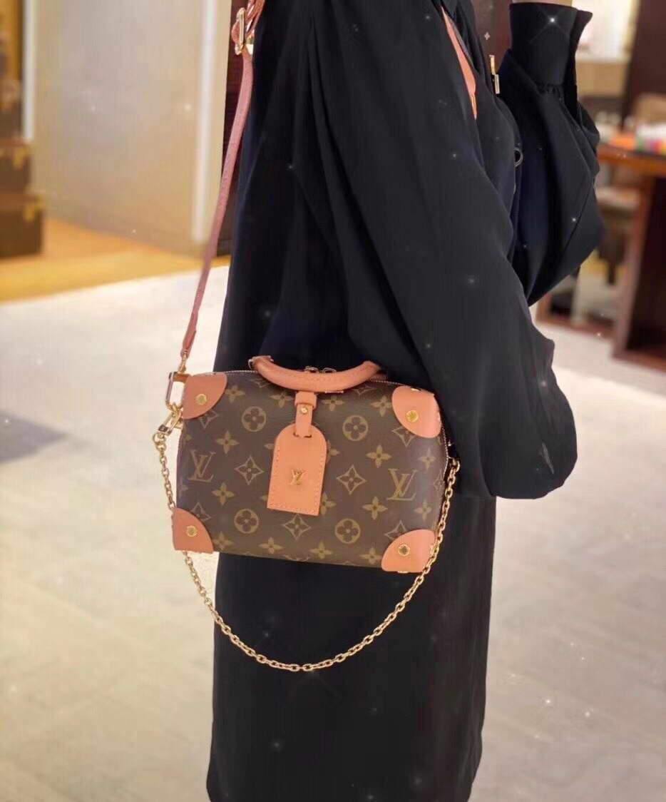 LV M45531 Louis Vuitton Petite Malle Souple Bag M45571 Monogram Pink - luxibagsmall