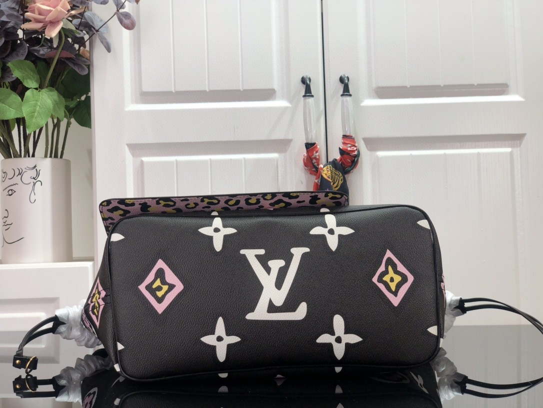 LV M45818 Louis Vuitton Neverfull MM Monogram Bag M45819 Black - Default Title - View 4