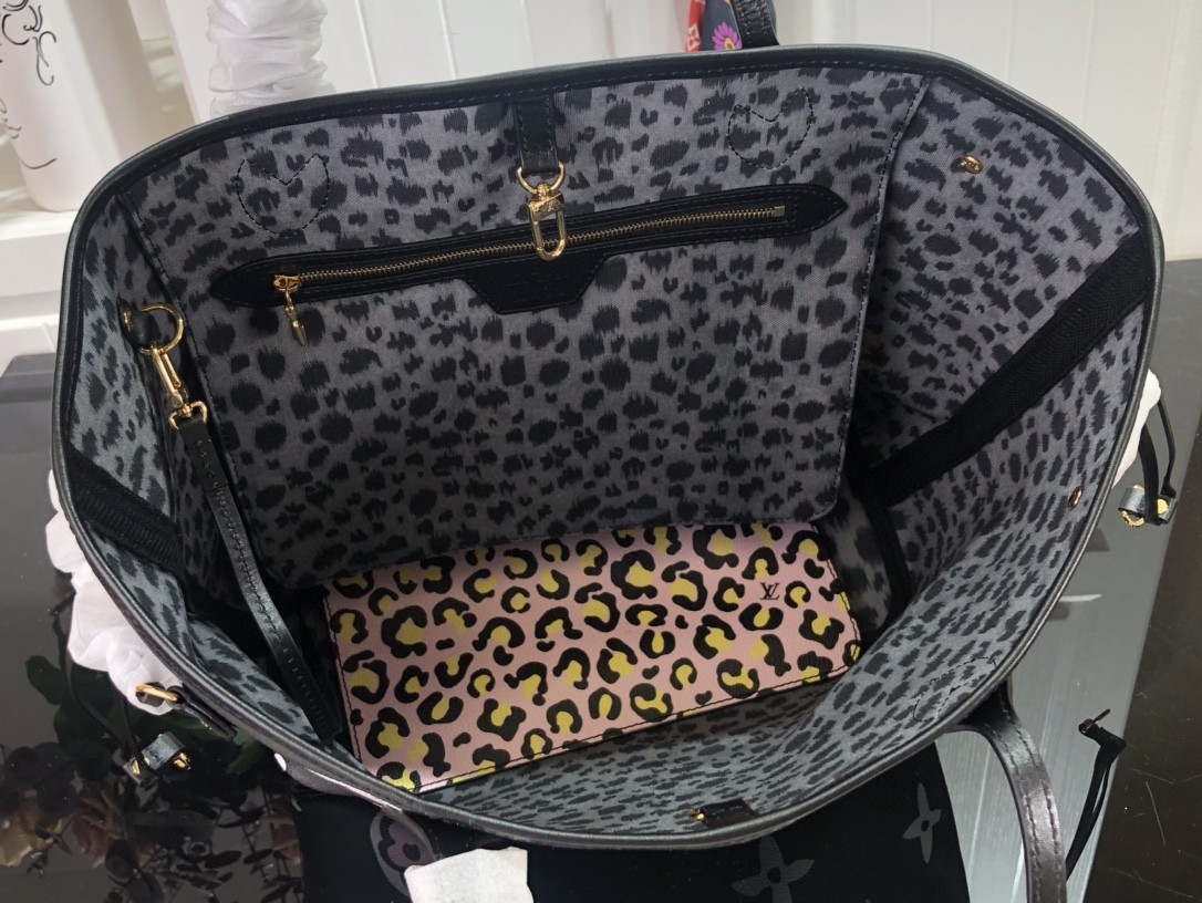 LV M45818 Louis Vuitton Neverfull MM Monogram Bag M45819 Black - Default Title - View 8