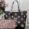 LV M45818 Louis Vuitton Neverfull MM Monogram Bag M45819 Black - Default Title - View 1