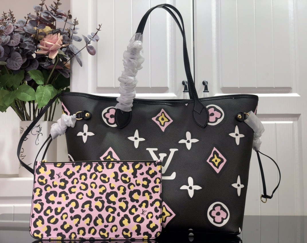 LV M45818 Louis Vuitton Neverfull MM Monogram Bag M45819 Black - Default Title - View 1