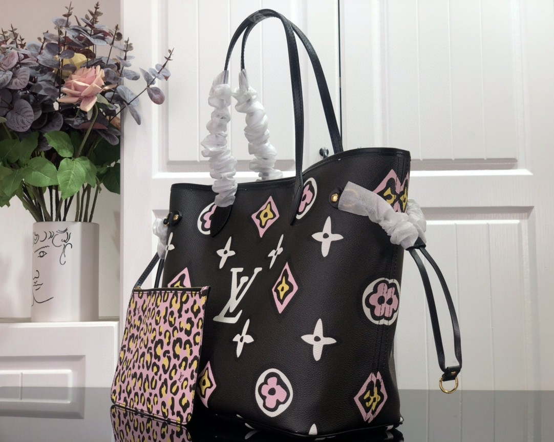 LV M45818 Louis Vuitton Neverfull MM Monogram Bag M45819 Black - Default Title - View 2