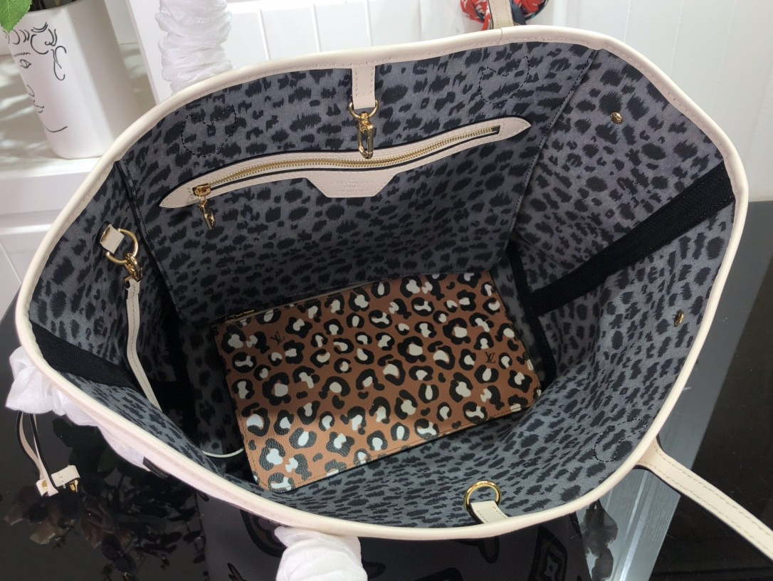 LV M45819 Louis Vuitton Neverfull MM Monogram Bag M45818 Creme - Default Title - View 8