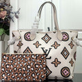LV M45819 Louis Vuitton Neverfull MM Monogram Bag M45818 Creme - Default Title - View 1